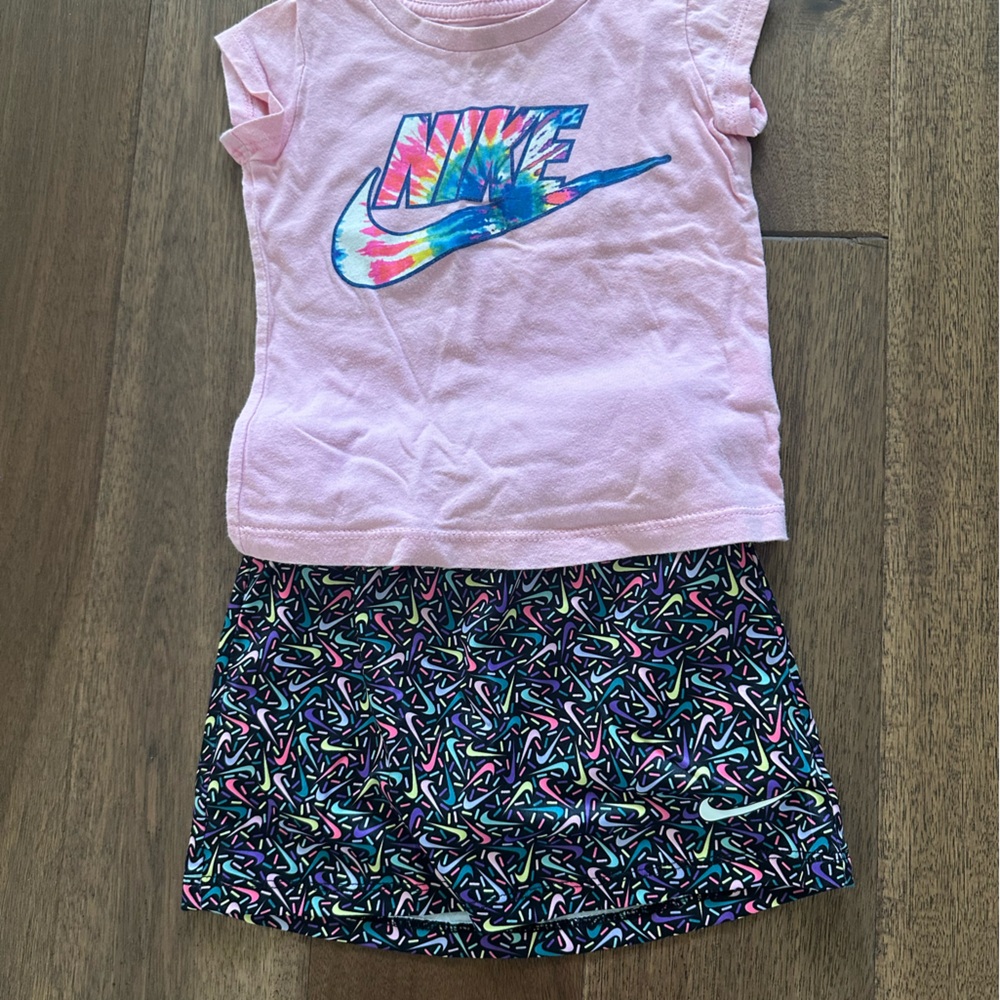 Nike Pink Tee and Multicolor Patterned Skort